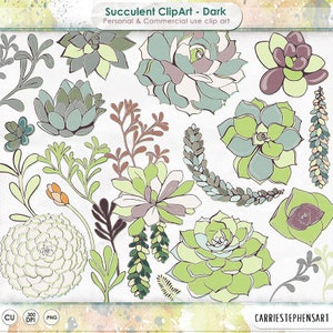 Clipart di illustrazioni di fiori succulenti, clipart floreali di galline e pulcini, clipart di fiori, grafica per uso commerciale