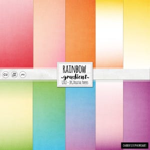 Rainbow Ombre Background Paper, Colorful Gradient Digital Paper, Linen Textured Scrapbook Paper, St. Patricks Day Instant Download
