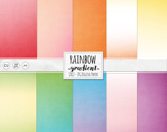 Rainbow Ombre Background Paper, Colorful Gradient Digital Paper, Linen Textured Scrapbook Paper, St. Patricks Day Instant Download