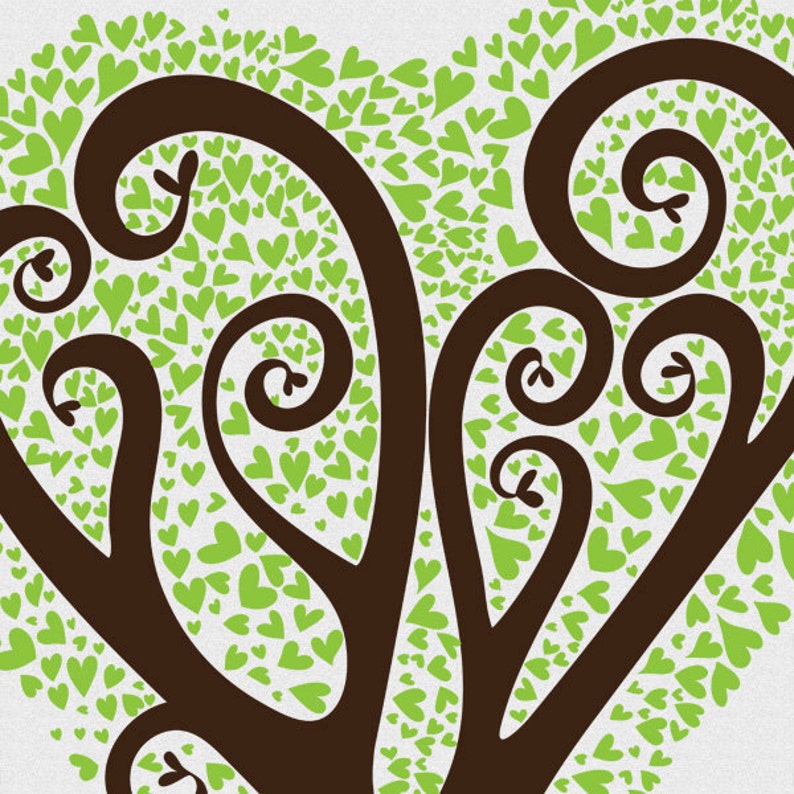 Heart Tree ClipArt, Printable Digital Image Download, Love Tree Clip Art for Commercial Use, Create Cards, Invites and DIY Prints image 2