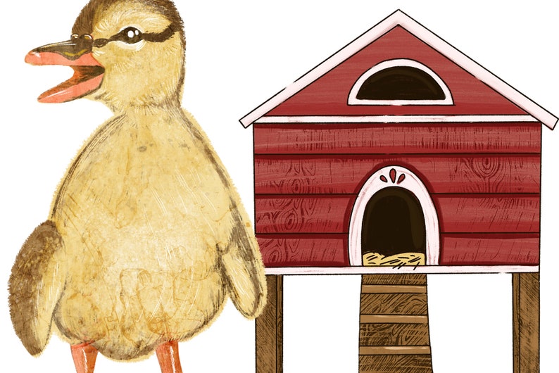 Painted Farm Animal Illustrations Kitten lamb Baby Nursery Cow Silo Chicken Coop Horse Cute Baby Animal ClipArt Pig Duck Donkey