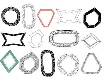 Geometric Frames & Label ClipArt, Photoshop Brush, PNG Digital Stamps, Modern Clip Art Border, Blog Graphics, Photographer Supplies