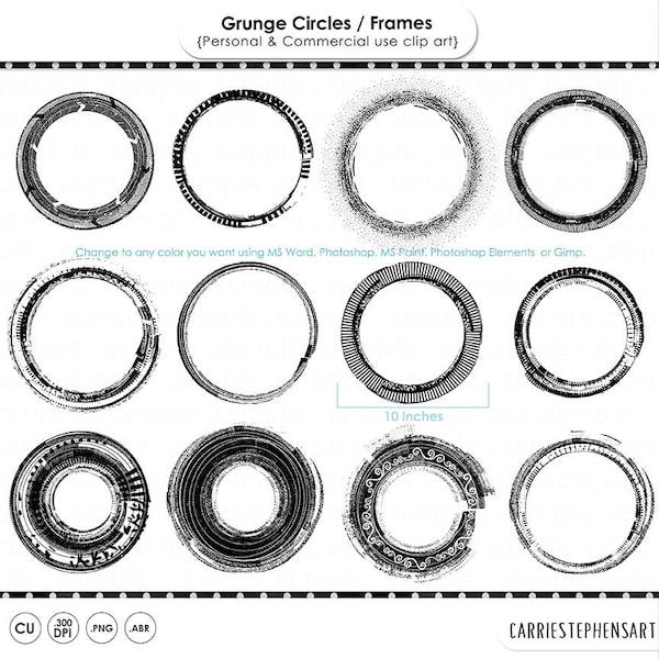 Circle Frame Clip Art, Grunge Label ClipArt, Logo Design, Circle ClipArt, Distressed Overlay Graphics, Gothic Inked Border Digital Stamp