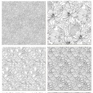Black and White Pattern Digital Paper, Hand Drawn Line Illustrations, Mermaid Scale Pattern Background, Coloring Scrapbook Paper image 6