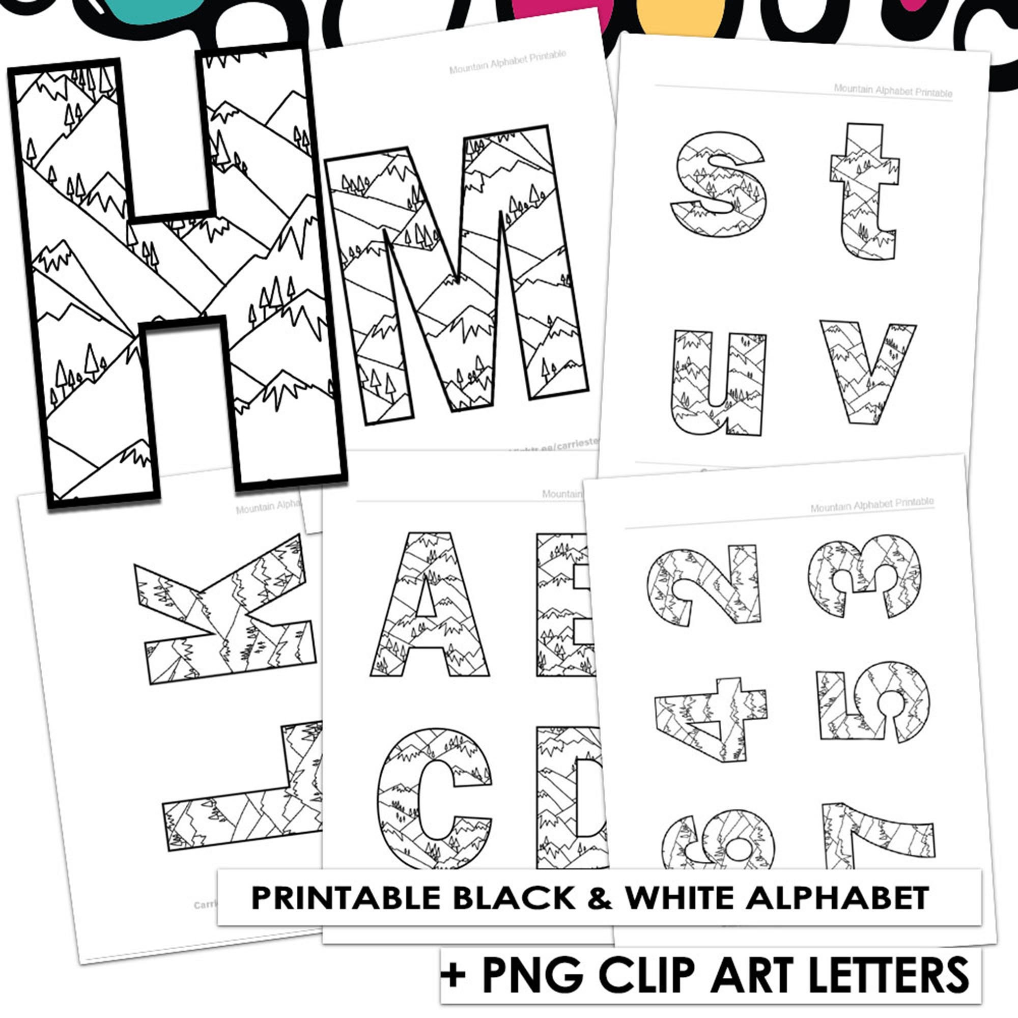 mountain printable alphabet clipart school bulletin board etsy