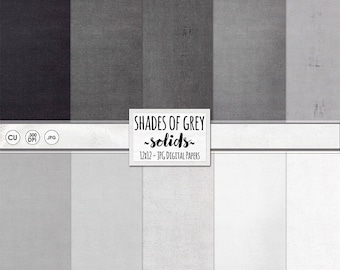 Shades of Gray Printable Digital Paper, Solid Cardstock Backgrounds, Light Grey &  Charcoal Linen Textured, Silver Anniversary Invitation