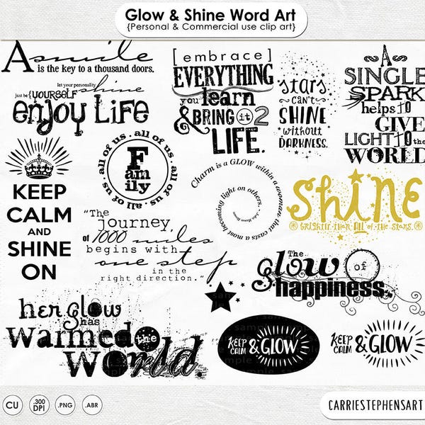 Motivational Word Art PNG Images, Inspirational Quote Clip Art, Positive Sentiments for Bible Journaling