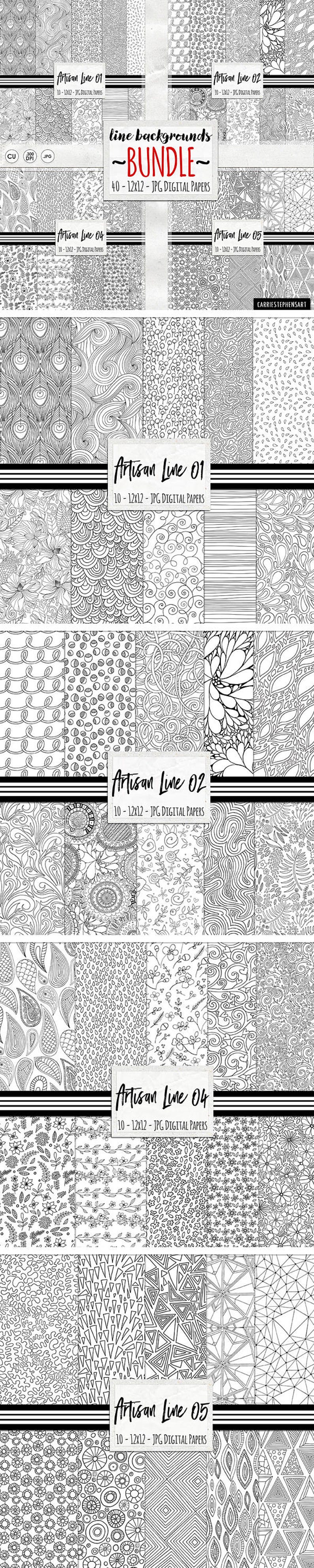 Puede incluir: Un conjunto de 40 patrones de papel digital en blanco y negro. Los patrones est&aacute;n hechos de l&iacute;neas y formas, y son perfectos para usar en scrapbooking, creaci&oacute;n de tarjetas y otros proyectos de manualidades. Los patrones miden 30,48 cm por 30,48 cm y est&aacute;n en formato JPG.