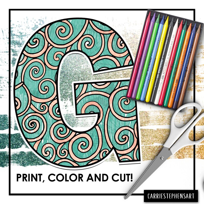 swirls alphabet clip art printable bulletin board letters etsy
