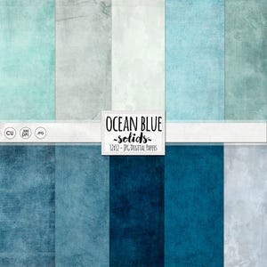 Ocean Blue Textured Background, Nautical Navy-Blue Digital Paper, Solid Cardstock, Indigo, Aquamarine, Midnight Sky, Cobalt Blue, Scrapbook