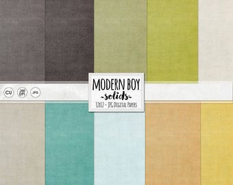 Modern Boy Solid Digital Background Papers, Digital Cardstock, Solid linen Texture, Teal, Orange, Lime Green, Masculine