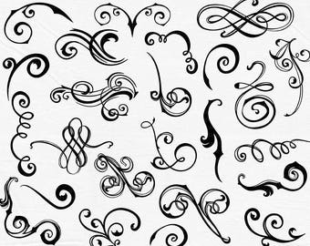 Fancy Wedding Flourish Swirl Clip Art, Elegant Ornament, Wedding Anniversary Flourish, Decorative Element Digital Design Download