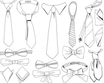 Fathers Day ClipArt, Mens Tie Line Art, Digital Illustrations for Dad, Grandpa, Uncle, Instant Download Digital Graphics