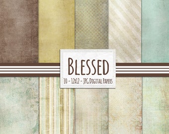 Shabby Chic Baby Scrapbook Paper, Neutral Unisex Digital Paper, Beige, Green Background, Baptism Invitation, Christening Photo Backdrop