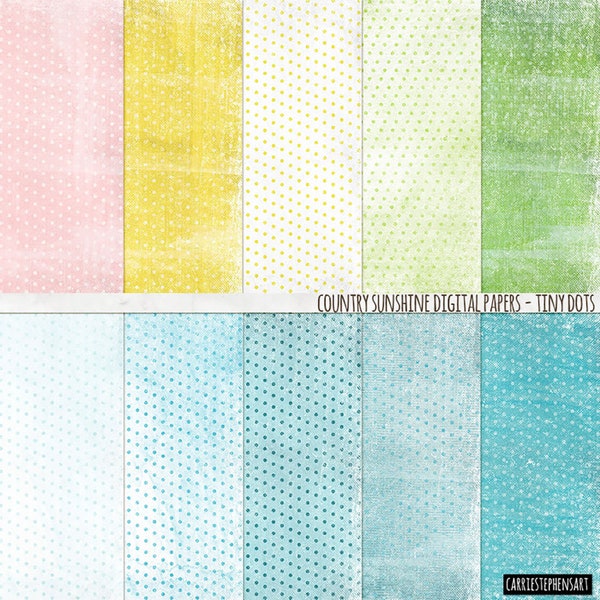 Polka-Dot Digital Scrapbook Backgrounds, Vintage Shabby Chic, Baby Pastel Printable Paper with Cute Tiny Dots and Soft Texture