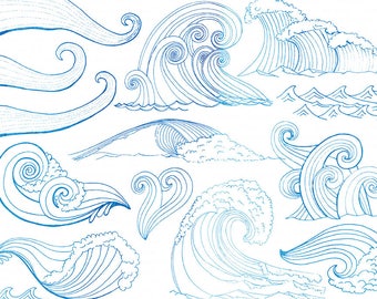 Mermaid ClipArt, Surf's Up, Ocean Wave Nautical Clip Art, Beach Wedding Digital Graphics, Summer Vacation & Invites, Marine Sea Life
