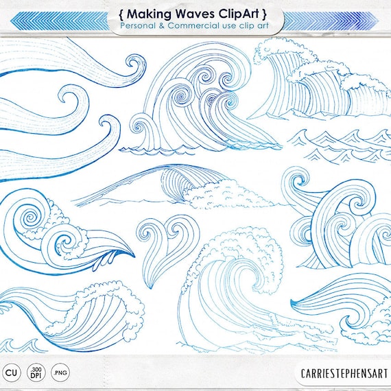 Mermaid ClipArt, Surf's Up, Ocean Wave Nautical Clip Art, Beach Wedding Digital Graphics, Summer Vacation & Invites, Marine Sea Life Il_570xn