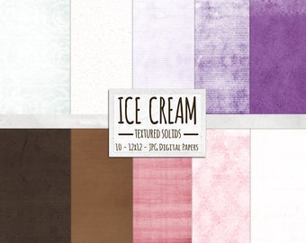 Birthday Ice Cream Textured Pastel Background Papers, Purple and Pink Instant Digital Download, Solid Linen Cardstock, Scrapbook Paper