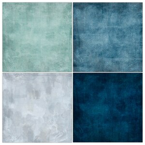 Puede incluir: Un collage digital de cuatro cuadrados texturados en tonos de azul y verde. El cuadrado superior izquierdo es azul verdoso claro, el cuadrado superior derecho es azul oscuro, el cuadrado inferior izquierdo es gris claro y el cuadrado inferior derecho es azul oscuro.