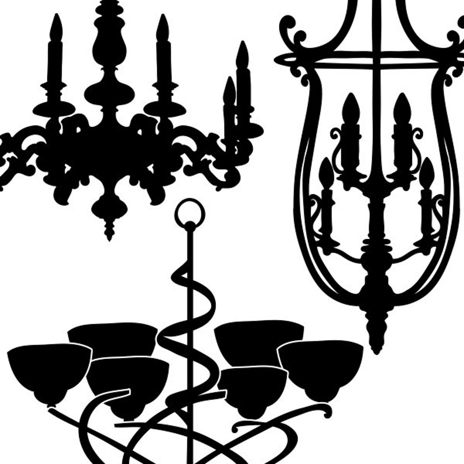 Chandelier Clip Art PNG Silhouettes & Brushes Etsy
