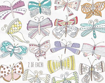 Fantasy Butterfly Clip Art, Whimsical Hand Drawn Images, Fairytale Butterflies Instant Download PNG, Commercial Use Digital Graphics