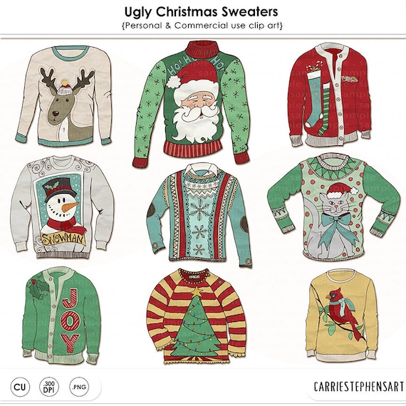 Ugly Christmas Sweaters Clip Art Set – Daily Art Hub // Graphics