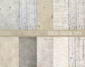 Birch Rustic Wood Digital Paper Pack, Country Farmhouse Wedding Scrapbooking Paper, JPG Printable Paper, Natural Woodland Baby