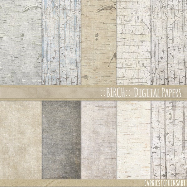 Birch Rustic Wood Digital Paper Pack, Country Farmhouse Wedding Scrapbooking Paper, JPG Printable Paper, Natural Woodland Baby