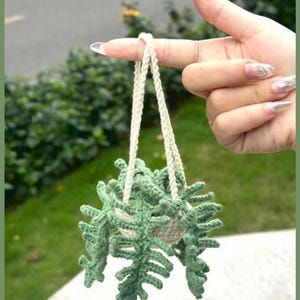 Crochet Hanging Fern Plant Pattern – Realistic Miniature Greenery Amigurumi for Home Decor or Keychain – Instant PDF Download