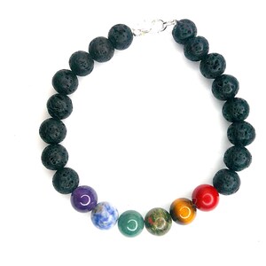 Lava stone bead bracelet, Colorful gemstone jewelry gift for her, Healing crystal jewelry, Gift for him or her
