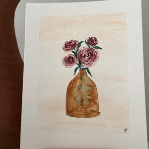Cartão pintado à mão em aquarela | Flores cortadas | Presente | Decoração para casa | Arte | Agradecimento ao professor
