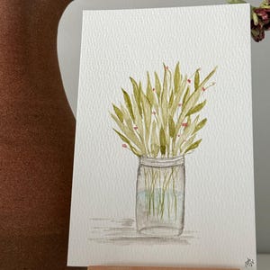 Cartão pintado à mão em aquarela | Flores de corte | Flores da primavera | Presente | Decoração para casa | Arte | Agradecimento ao professor