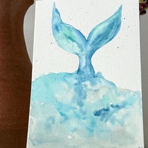Aquarell handbemalte Karte|Ozean|Sea Life|Wal|Alle Anlässe Karte