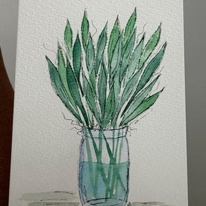 Cartão pintado à mão em aquarela | Flores de corte | Flores da primavera | Presente | Decoração para casa | Arte | Agradecimento ao professor