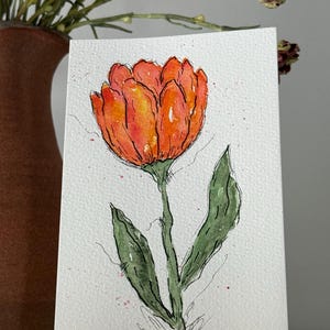 Cartão pintado à mão em aquarela | Flores de corte | Flores da primavera | Presente | Decoração para casa | Arte | Agradecimento ao professor