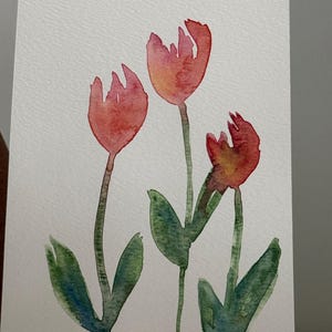 Cartão pintado à mão em aquarela | Flores de corte | Flores da primavera | Presente | Decoração para casa | Arte | Agradecimento ao professor