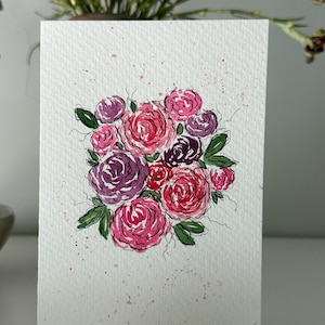 Aquarell handbemalte Karte|Frühlingsblumen|Alle Anlasskarten|Dankeskarten|Ich denke an Dich|Lehrer Wertschätzung