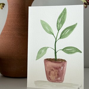 Cartão pintado à mão em aquarela | Plantas com folhas verdes | Amante de plantas | Para todas as ocasiões | Simpatia | Agradecimento ao professor
