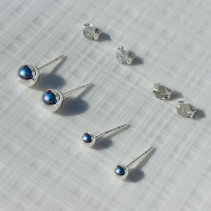 Solid Silver Ball Stud, Dainty Silver, Classic Ball, Simple Ball, Everyday Earrings, Stud Earrings, 3mm, 6mm,