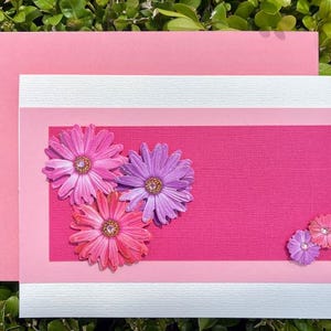 Carte fleur marguerite, carte de remerciement colorée, carte de voeux fleurie, carte faite main élégante avec mini cadeau de bougie parfumée