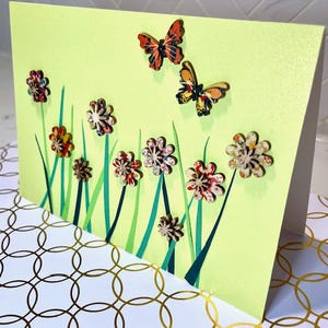 Handmade Wildflower Butterfly Birthday Card, Nature-Inspired Greeting Card, Handcrafted Unique Card for Mum, floral note stationary cards