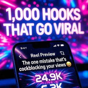 1000 Viral Social Media Hooks | TikTok Instagram Reels Content Pack Digital Download