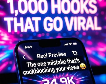1000 ganci virali per social media / Pacchetto di contenuti TikTok Instagram Reels da scaricare digitalmente