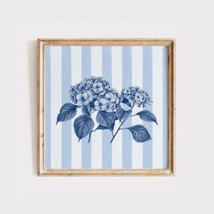 Blue hydrangea wall art, Coastal hydrangea print for elegant cottagecore home, Blue floral printable, Coastal granddaughter wall decor