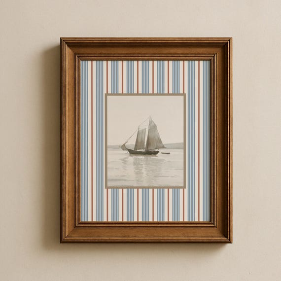 Vintage Sailboat Art Print, Coastal Nautical Decor (Digital Download)