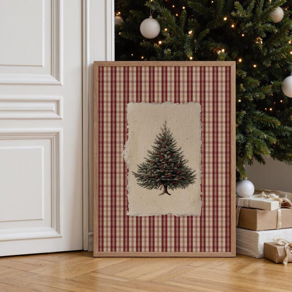 Vintage Christmas Tree Print: Cottagecore Holiday Decor (Digital Download)