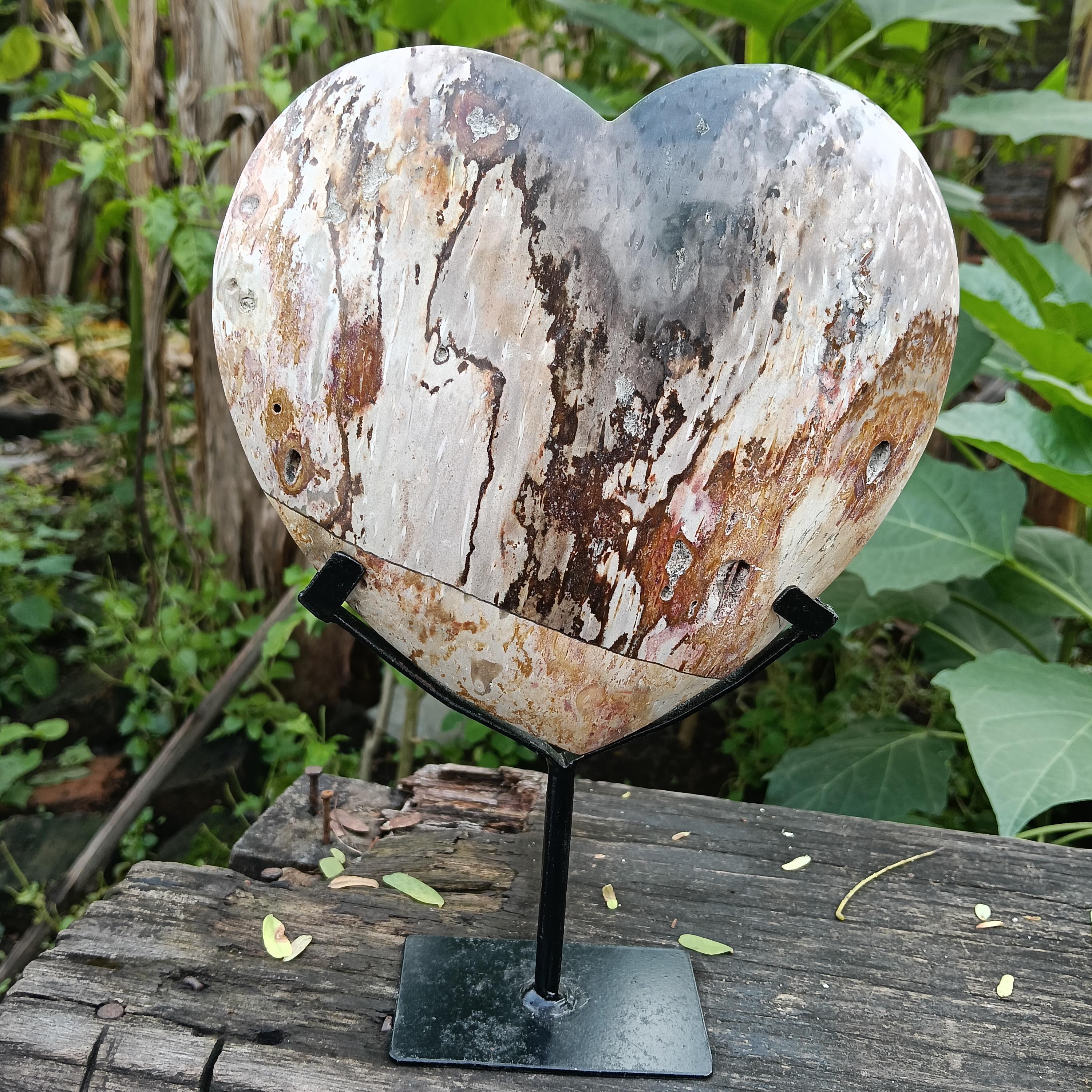 SORA(高品質 天然サファイア原石 ハート) 852 Gram Petrified Wood Big Heart Polished Crystal Healing