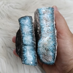 740 gr 2 pcs Blue Ice Glacierite Rare Mineral Specimen High End Jewelry Making,Blue Ice Crystal,Stone Rough Raw Gemstone 7