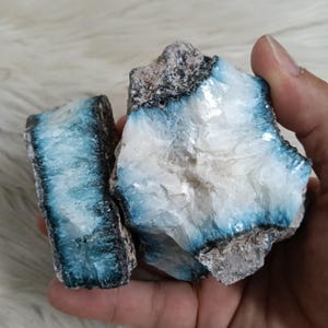 816 2 pcs gr Blue Ice Glacierite Rare Mineral Specimen High End Jewelry Making,Blue Ice Crystal,Stone Rough Raw Gemstone 17