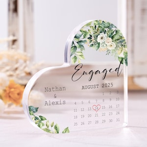 Personalized Engagement Gift, Engaged Calendar Acrylic Plaque, Engagement Gift for Couple, Engagement Keepsake Gift, Engaged Gift for Couple
